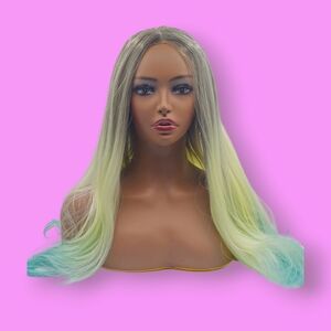 Uniwigs Pacific Palisades Long Rooted Ash Blonde & Teal Ombre Lace Front Wig